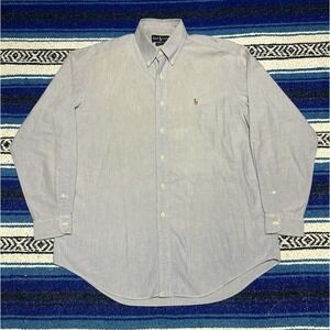 Polo Ralph Lauren Yarmouth Oxford Button Down Shirt Men's Large 16-34 Blue Pony